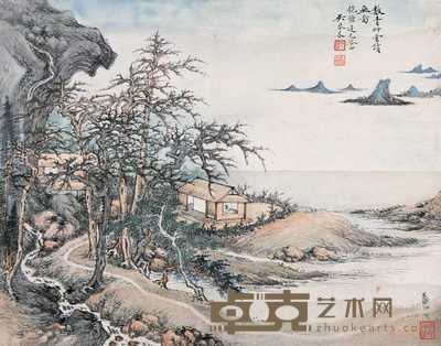吴琴木 山居图 镜心　 27×34cm